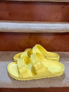 Birkenstock Yellow Double-Buckle Slide Sandals Size 40/ 9.5 U.S. Like New